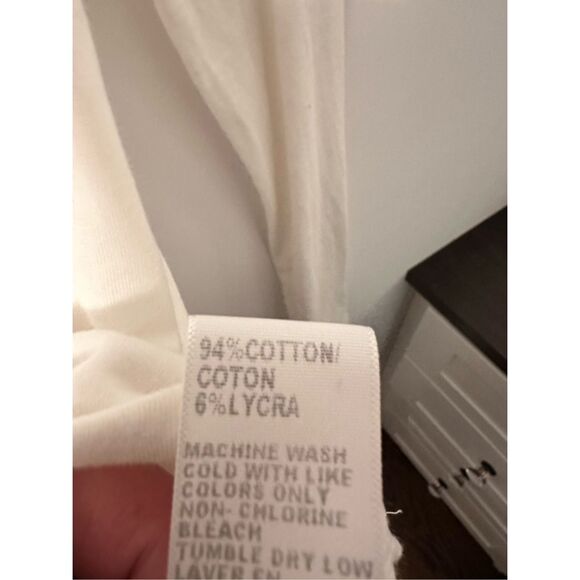 James press v neck basic long sleeve tee shirt Sz 2 medium white NEW cotton Lycr - Picture 3 of 5